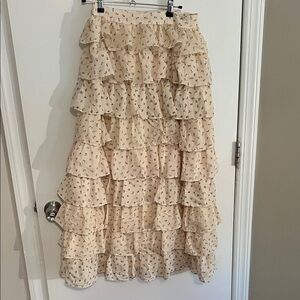 Chic Cream Floral Tiered Maxi Skirt